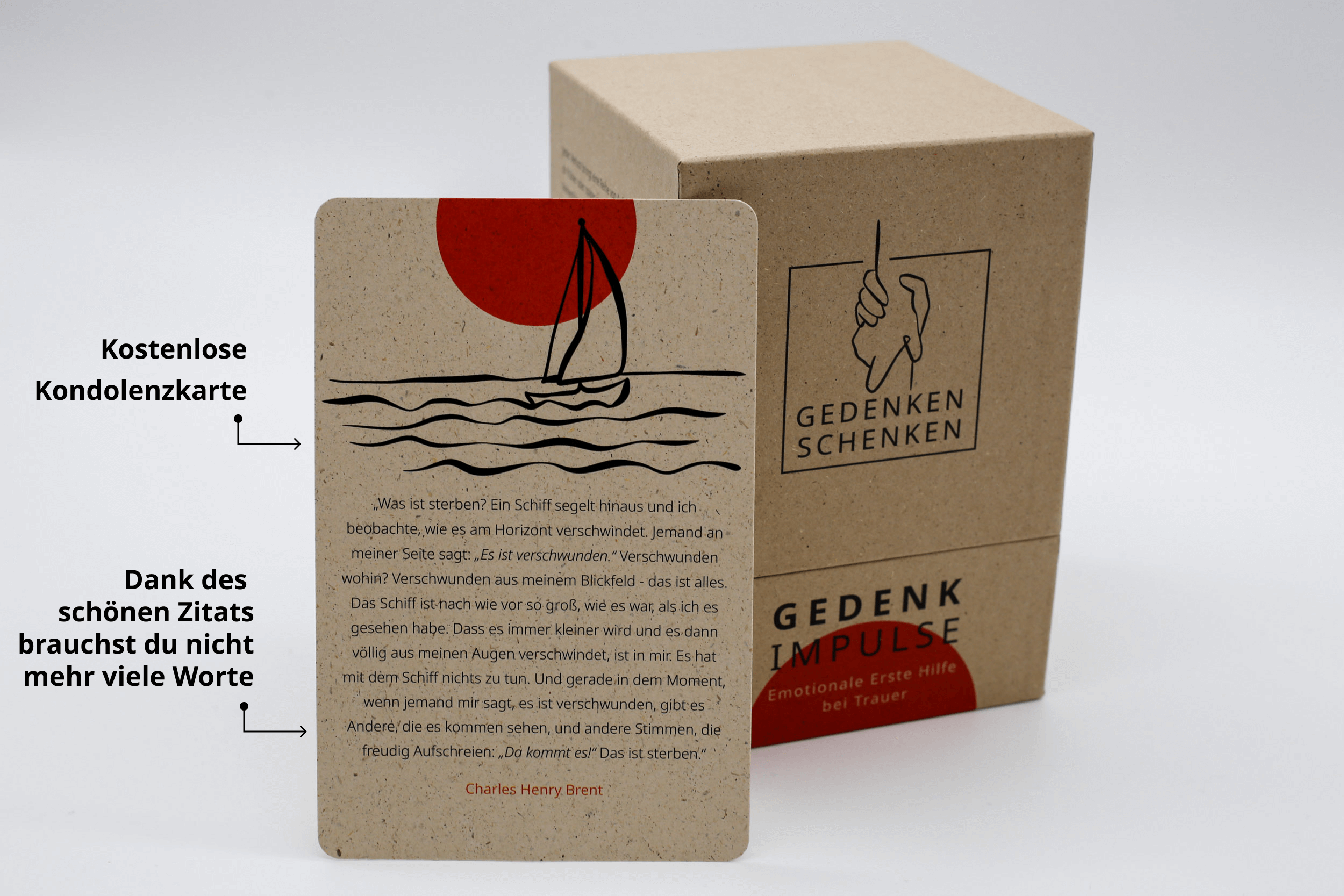 Kostenlose Kondolenzkarte mit jedem Set Gedenkimpulse