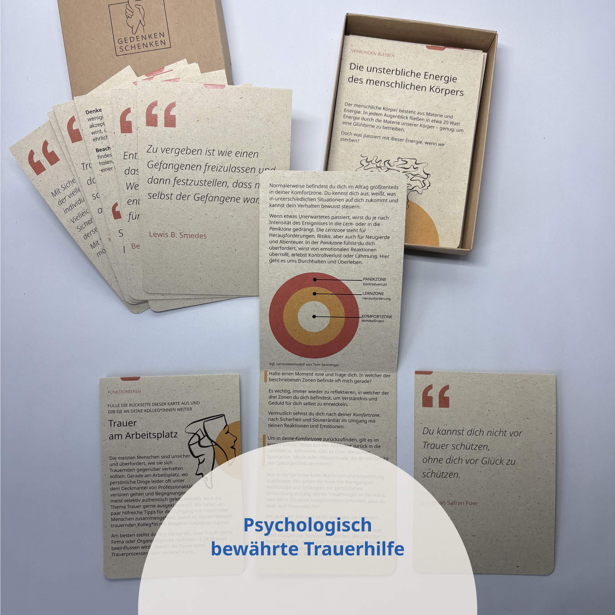 Gedenkimpulse Kompakt: Trauergeschenk mit psychologisch bewährter Trauerhilfe in handlicher Box.