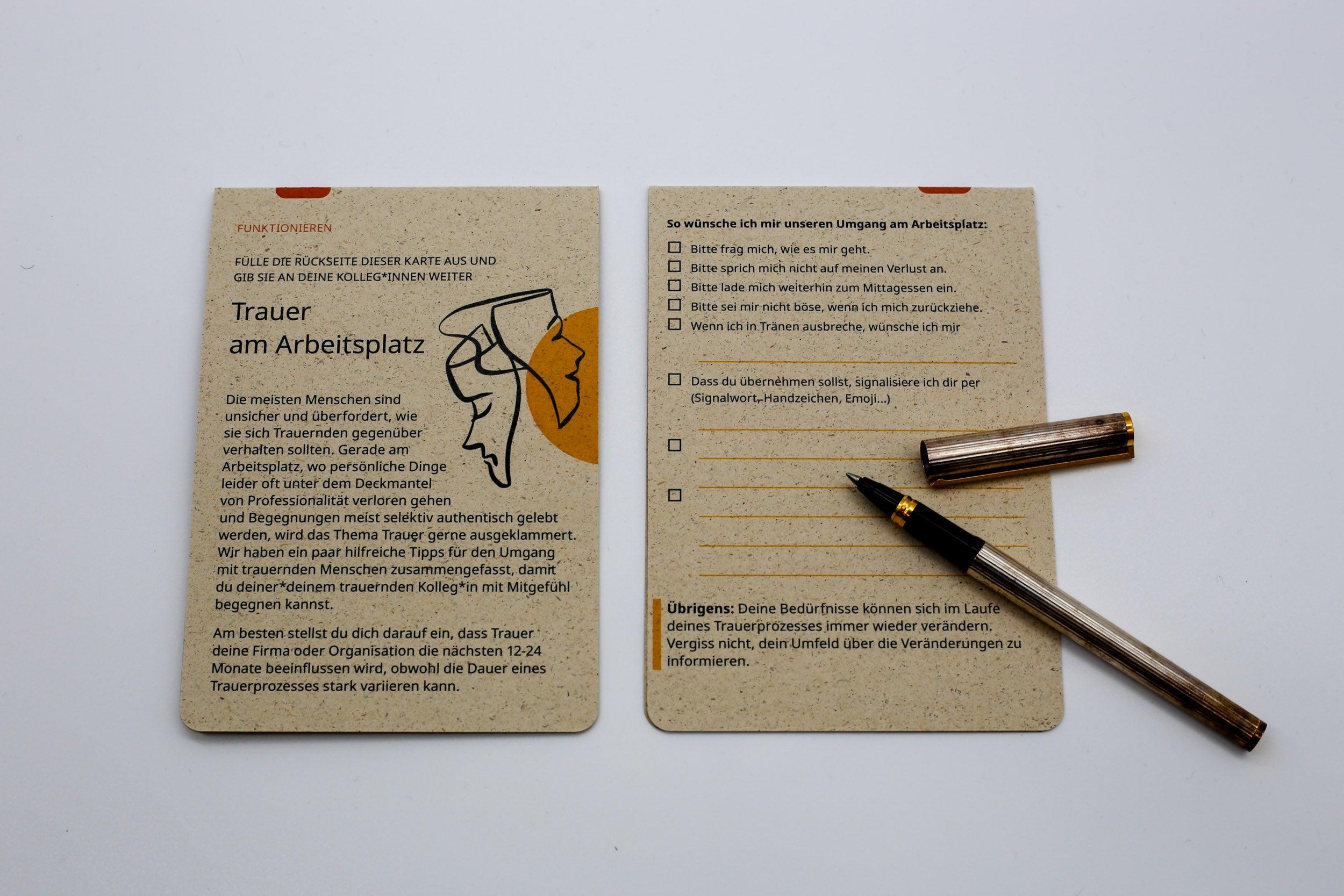 Gedenkimpulse | Trauerkarten als sinnvolles Trauergeschenk |Trauerbegleitung im Kartenformat | Beileid wünschen | Trauerhilfe | Trauerbewältigung - GEDENKEN SCHENKEN