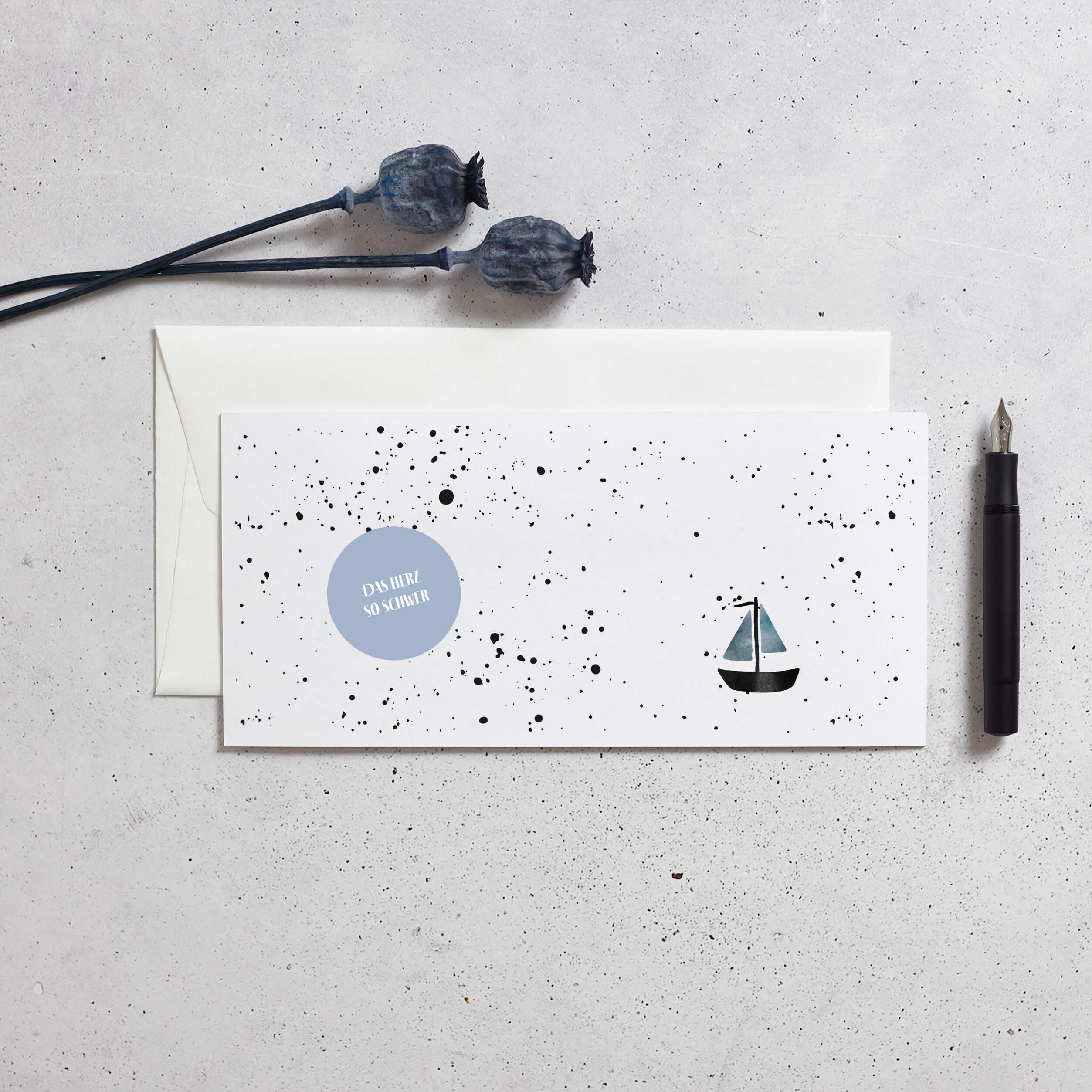 Beileidskarte "Das Herz so schwer"