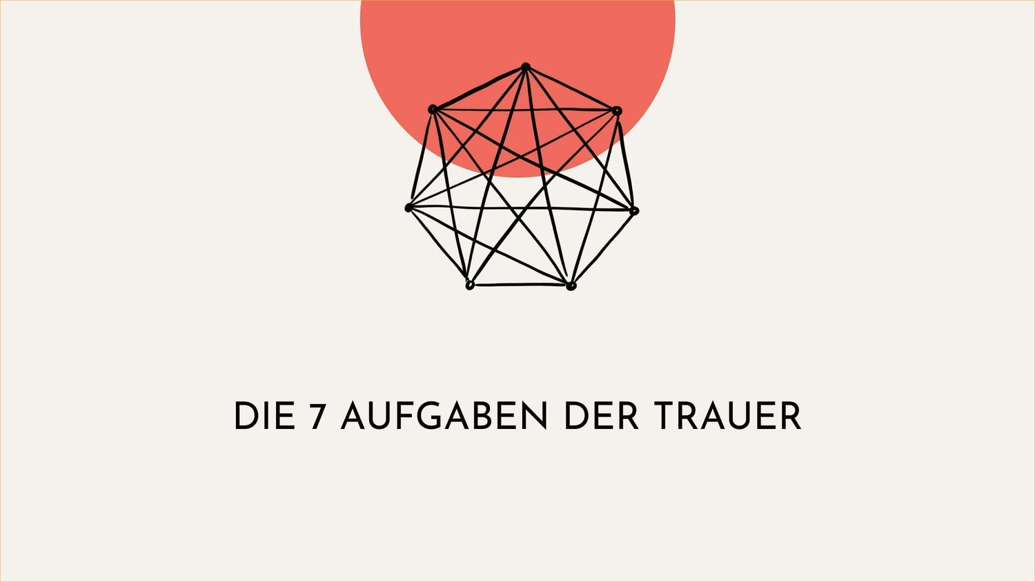 Abstraktes Bild zeigt die zusammenhänge der 7 Aufgaben der Trauer. Die keiner Reihenfolge folgen und das Phasenmodell der Trauer abgelöst haben. 