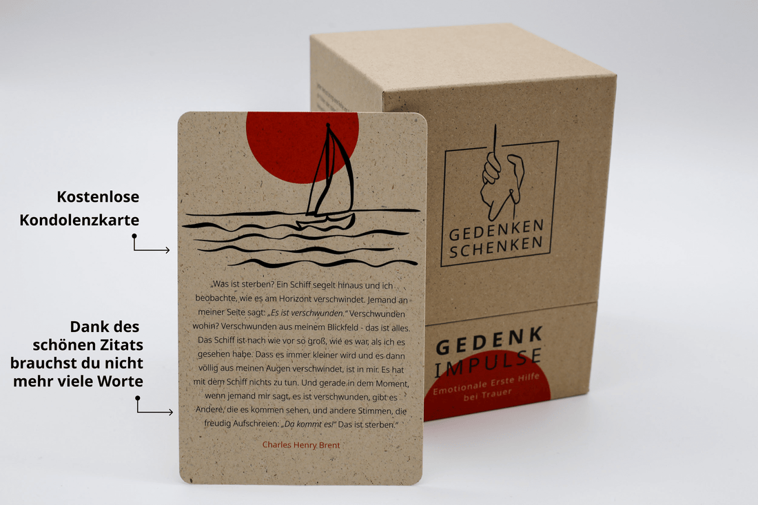 Kostenlose Kondolenzkarte mit jedem Set Gedenkimpulse