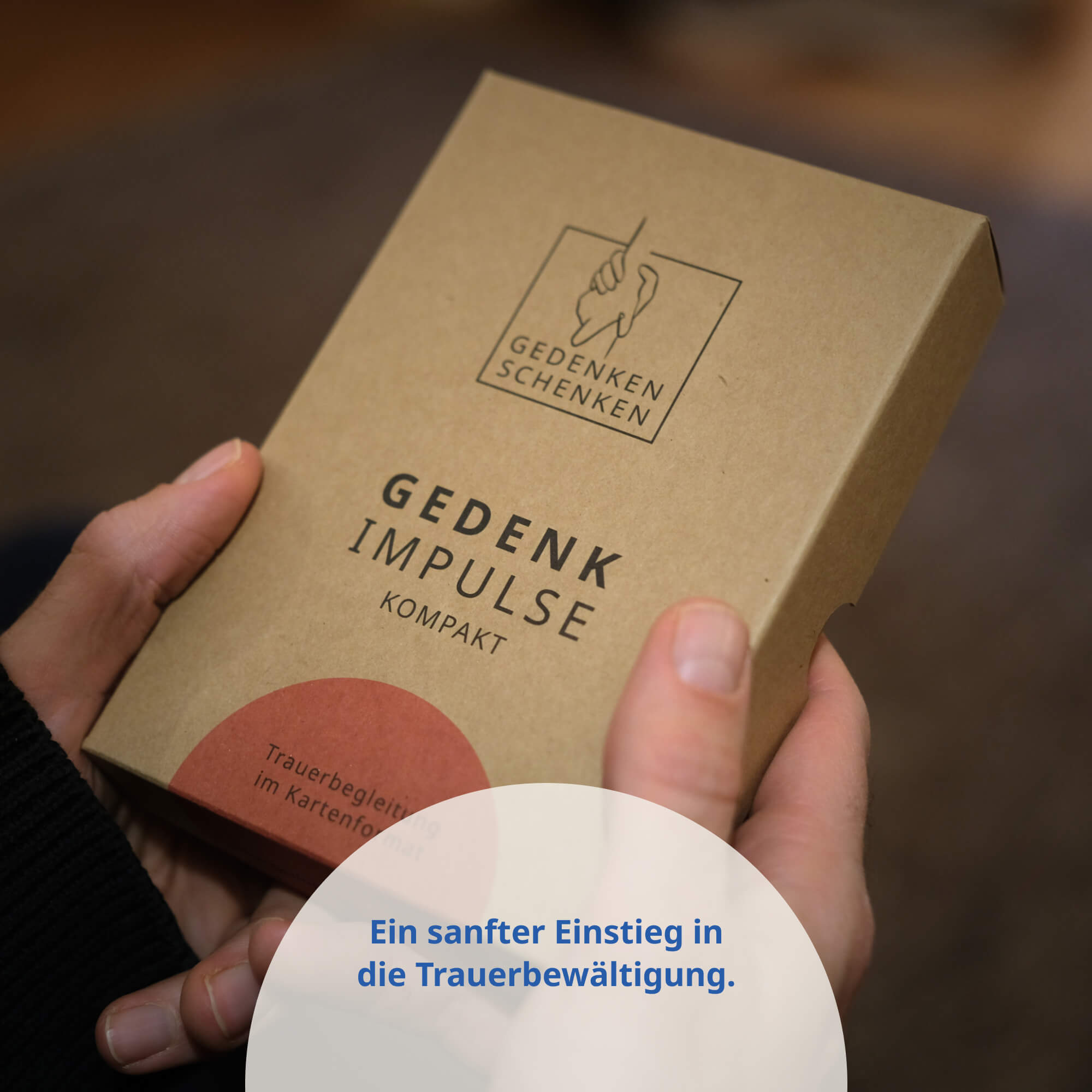 Gedenkimpulse kompakt als Trauergeschenk in handlicher Box für Trauerbewältigung.