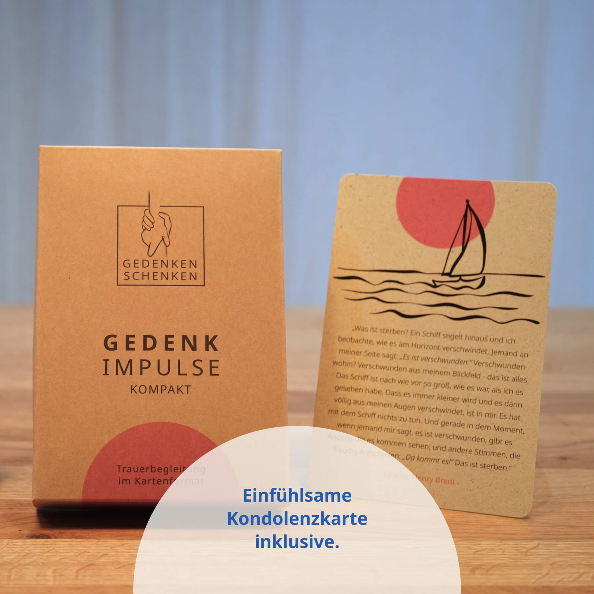 Gedenkimpulse Kompakt als Trauergeschenk mit Kondolenzkarte im handlichen Format.