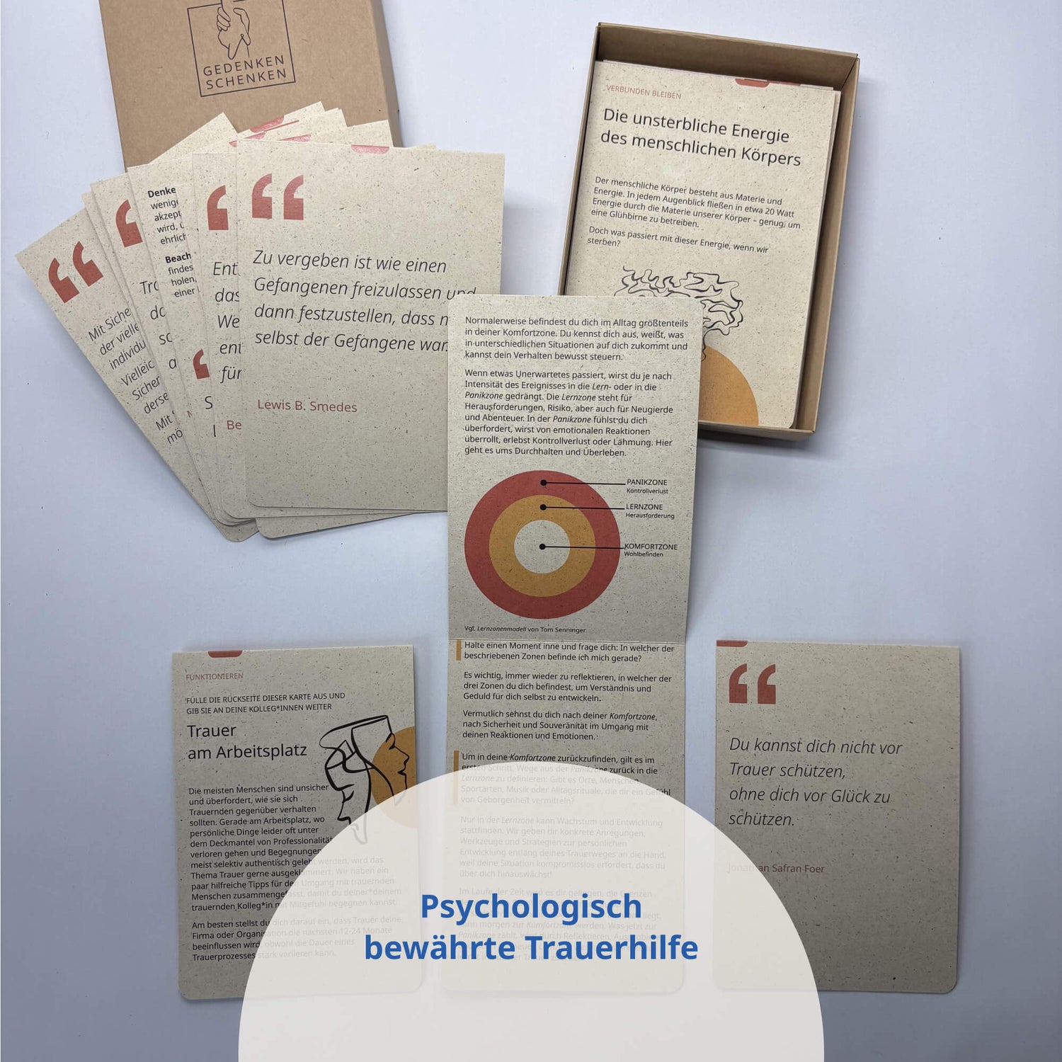 Gedenkimpulse Kompakt: Trauergeschenk mit psychologisch bewährter Trauerhilfe in handlicher Box.