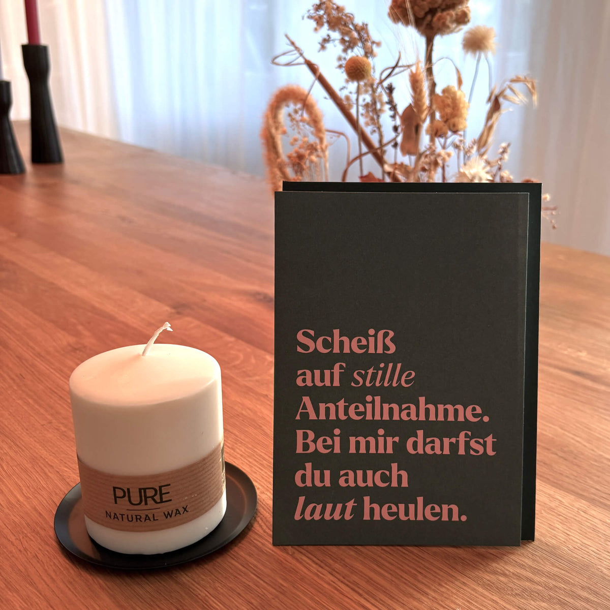 Gedenkkerze Lichtblick – Trauerkerze mit Kerzenteller