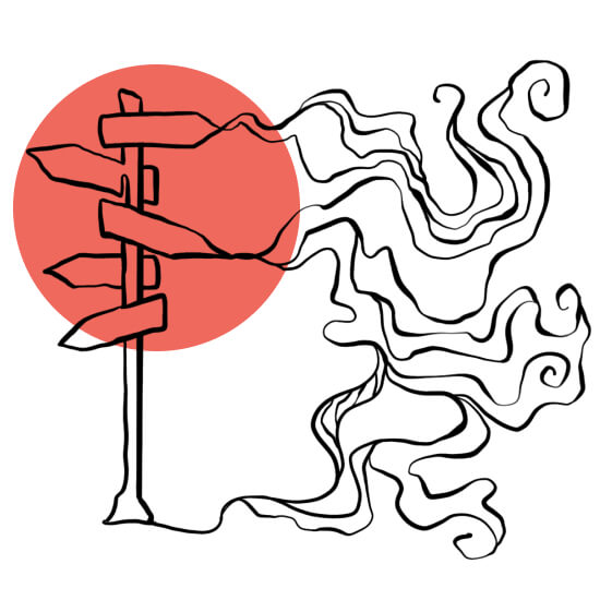 Illustration einer Wegmarkierung